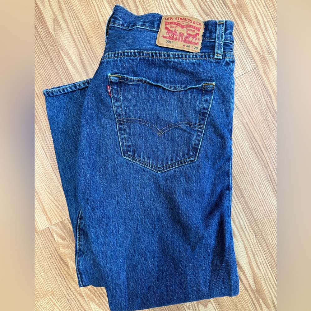 Levi's 501 Men's Blue Jeans 36x29 - Picture 3 of 5